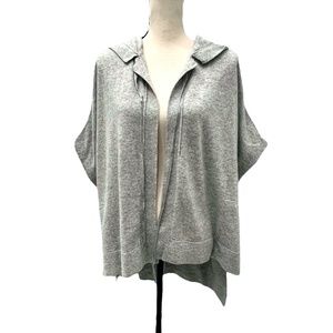 DIANE VON FURSTENBERG GRAY HOODED HIGH LOW KAIYO CARDIGAN SWEATER